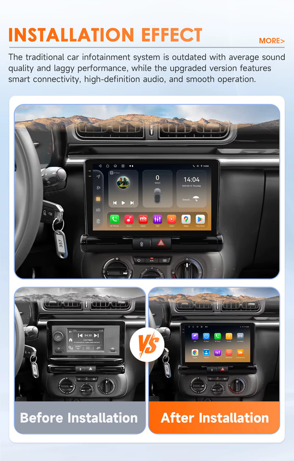 Hizpo Autoradio mit Carplay, Android Auto, GPS und 4G für Citroen C3 C4 Aircross (Brasilien) 2017–2023 in Schwarz - Bild 2