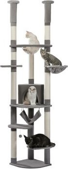 Pawz Road Deckenhoher Kratzbaum Luxus in Grau mit Hängematte, Höhle und Sisal-Elementen - Bild 1
