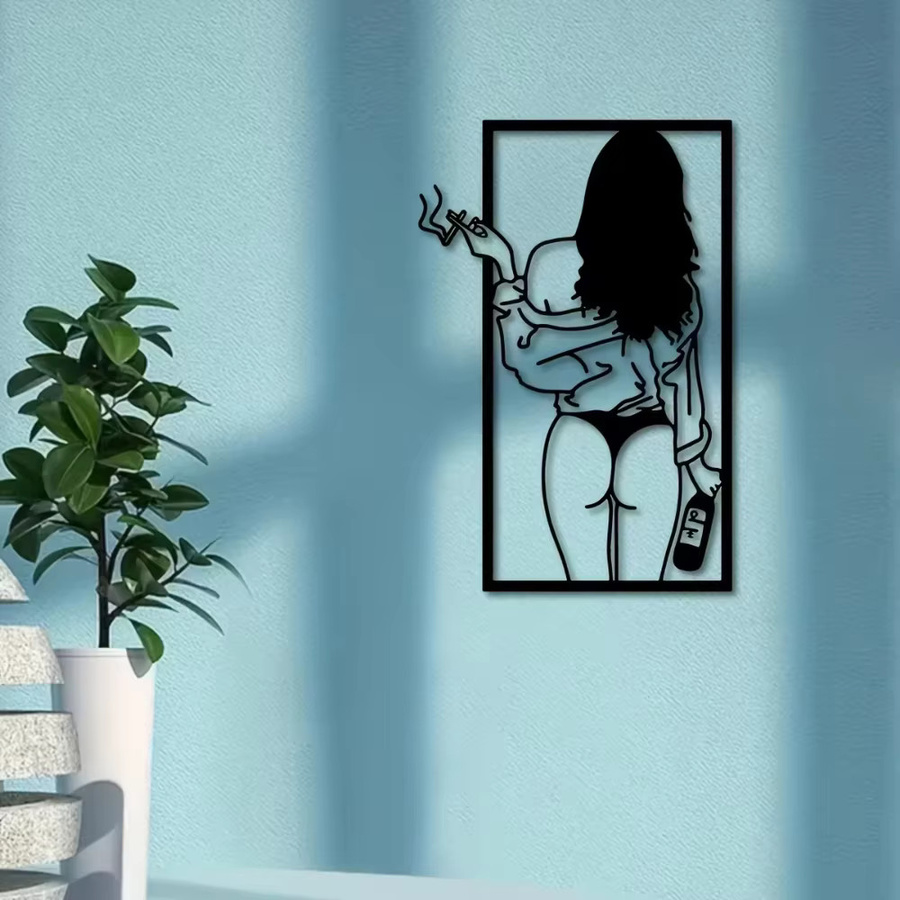 Moderne Metall-Wandkunst von CIFBUY mit abstraktem Frauenlinien-Design zur Wandmontage - Bild 3