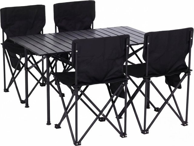 MCW Campingset Q39 mit Tisch und 4 Klappstühlen in Schwarz aus Metall und Stoff - Bild 2