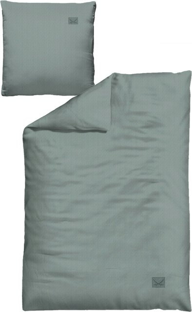 Bettwäsche SANSIBAR Leinen Look aus Baumwolle mit Kissenbezug in Grün und Blau, B/T/H: 135 x 200 cm und 80 x 80 cm - Bild 1