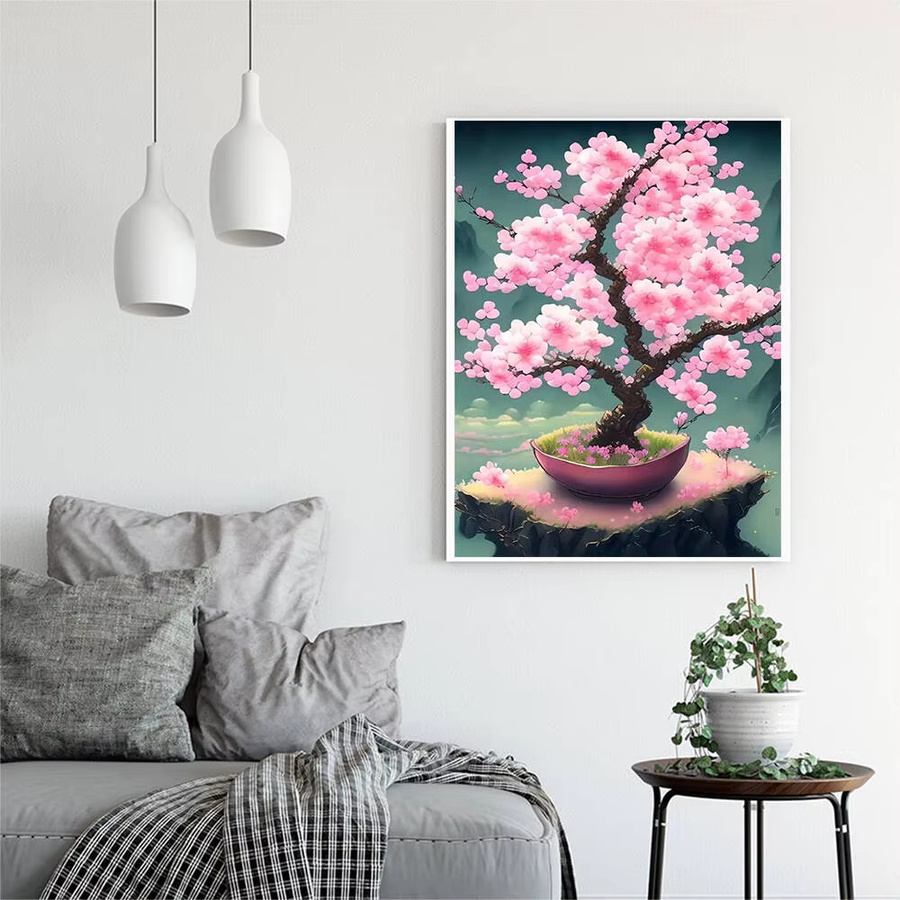 EverShine Diamantmalerei Kit Sakura Blume Japanisches Motiv in Pink für Wandkunst - Bild 3