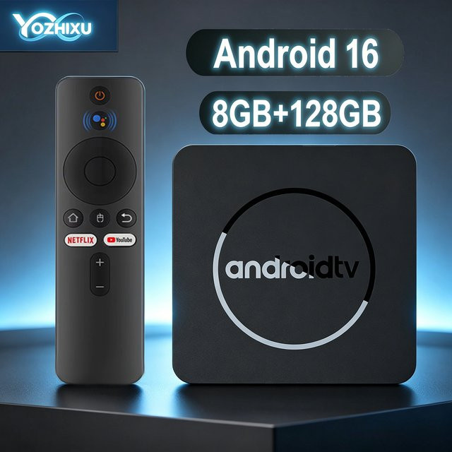 YOZHIXU Q10 Smart TV Box Android 16 8K HDR10 Media Streamer mit 128G Speicher, Allwinner H313, 5G Dual WLAN und Bluetooth 5.4 in Schwarz - Bild 1