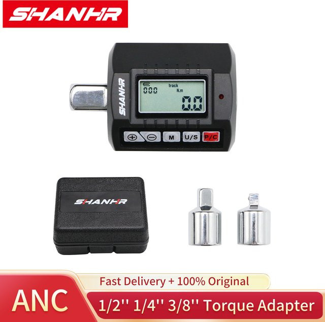 SHANHR Digitaler Drehmomentadapter 1/2 Zoll, 3-teiliges Set mit Adaptern und Drehmomentschlüsselkopf in Schwarz - Bild 1
