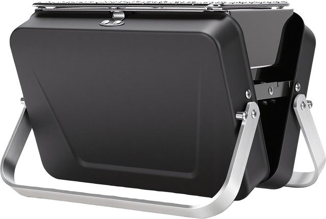 TOMTOP JMS Faltbarer Mini-Holzkohlegrill aus Edelstahl in Grau mit integrierter Tasche für Camping und BBQ - Bild 1