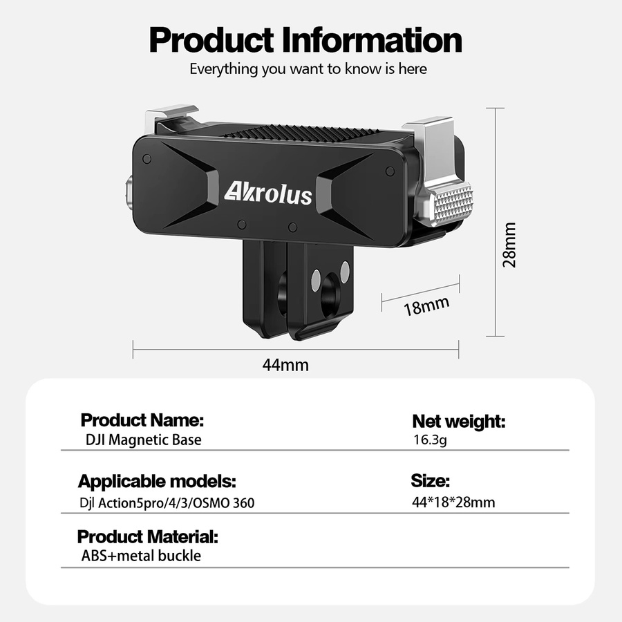 DJI Magnetischer Adapter-Halter aus Metall für OSMO Nano, OSMO 360 und Action 6/5/4/3 Pro, Faltbare Schnellverschlussbasis für Kamerastative, Schwarz - Bild 6