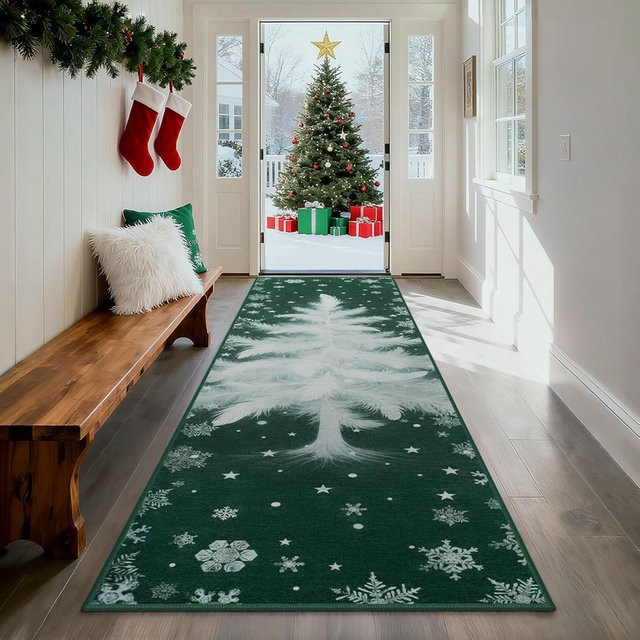 VIKAMA Weihnachts-Flurteppich in Grün für Flur, Wohnzimmer und Schlafzimmer, B/T/H: 120 x 40 x 40 cm - Bild 1