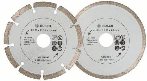 Bosch Diamanttrennscheibe für Fliesen und Stein, 2er-Set, Silber - Bild 1