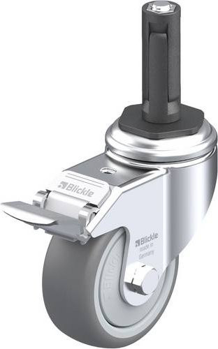 Blickle LKRA-TPA 80KF-11-FI-ER12 Lenkrolle mit Feststeller, Rad-Durchmesser: 80 mm, Tragfähigkeit: 100 kg, Farbe: Grau/Silber - Bild 1