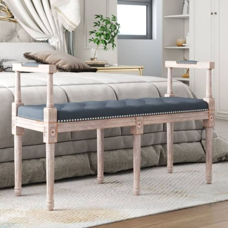 Vidaxl Sitzbank aus Samt in Anthrazit mit Massivholzgestell, B/T/H: 110 x 40 x 70 cm - Bild 1