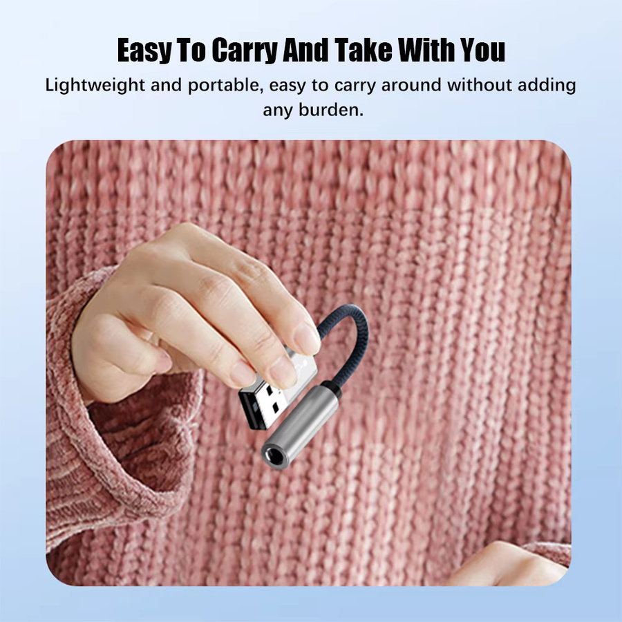 TekaGene USB-A auf 3,5mm Klinke Audio-Adapter mit externer Stereo-Soundkarte für Kopfhörer und Mikrofon in Grau und Silber - Bild 3