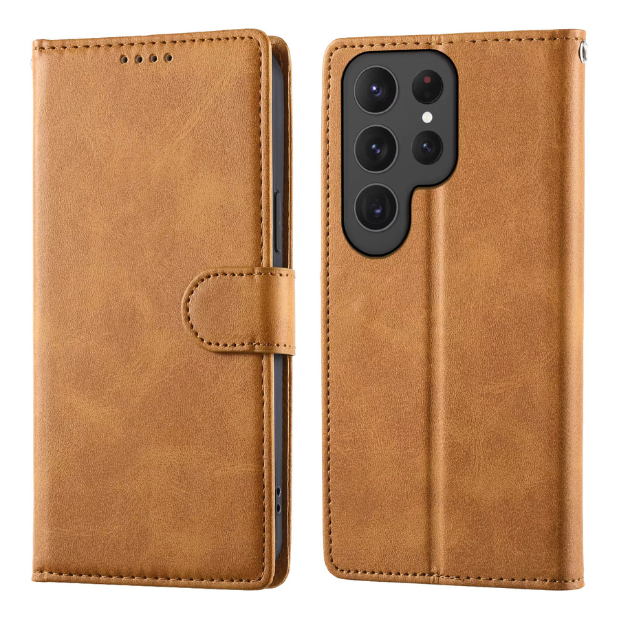 Business Leder Flip Hülle für Samsung Galaxy S25 S26 Ultra S24 FE S23 S22 S21 Plus A17 A37 A57 A36 A56 A16 A26 mit Kartenfächern und Geldbörse in Rot und Braun - Bild 2
