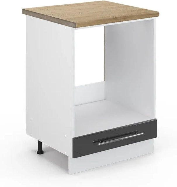 Vicco Herdumbauschrank Fame-Line in Anthrazit Hochglanz und Weiß mit Eiche-Optik, Breite: 60 cm, Höhe: 82 cm, Tiefe: 60 cm - Bild 1