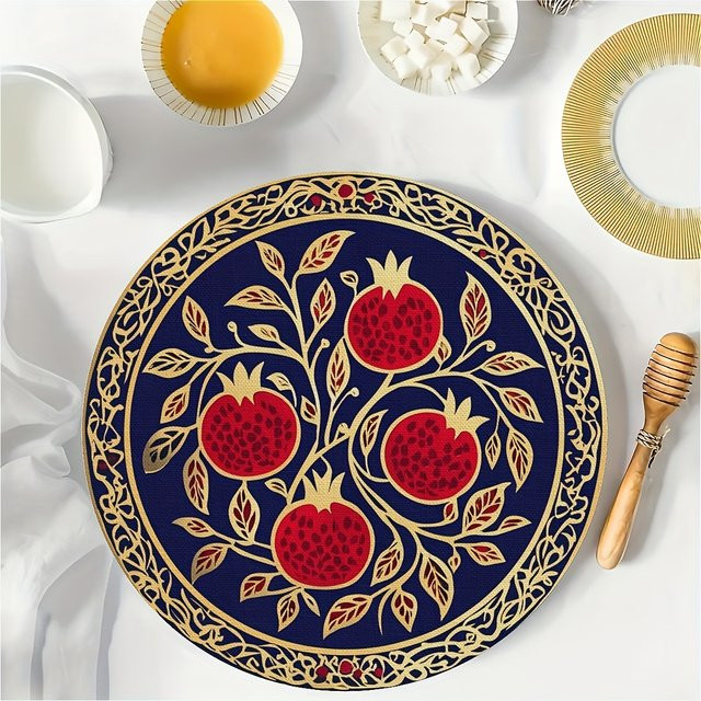 VIKAMA 6-teiliges Vintage-Tischset mit Granatapfel-Design in Multicolor - Bild 1