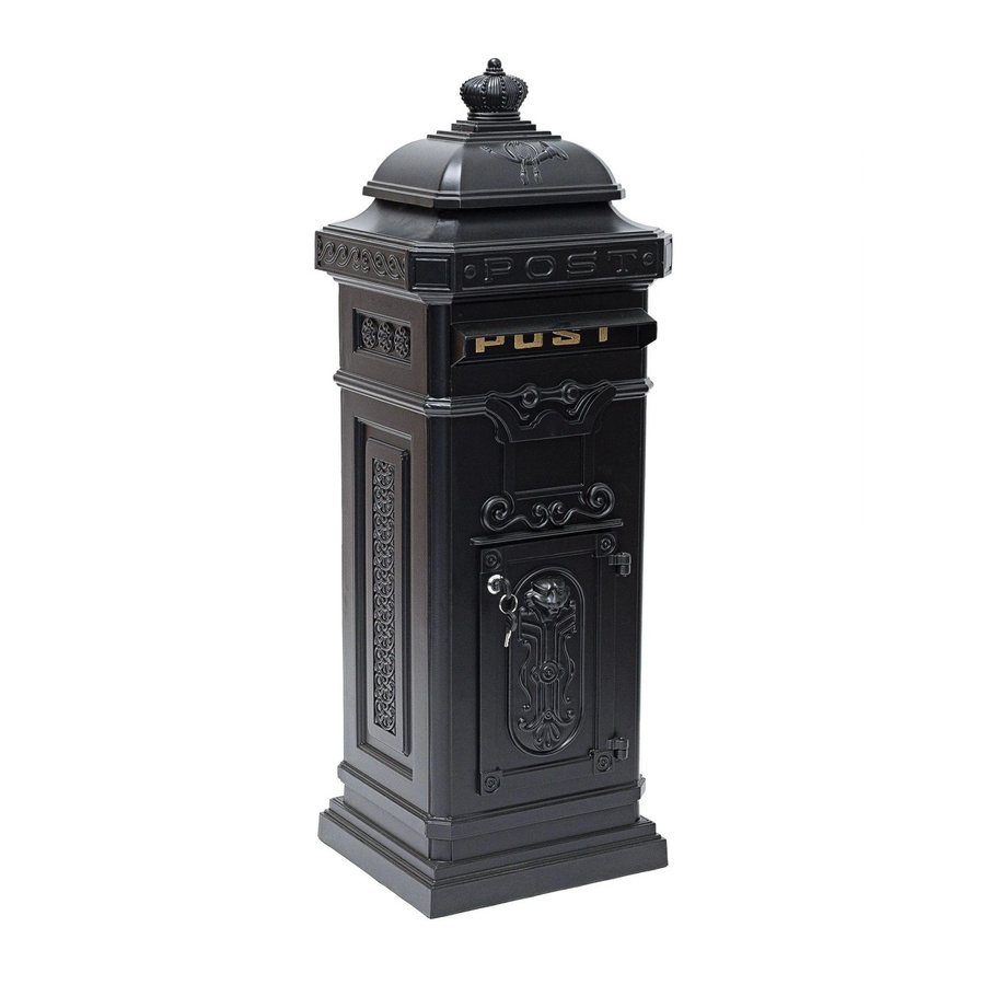 Relaxdays Standbriefkasten aus Aluguss in Schwarz, wetterfest und abschließbar, H: 101 cm, B: 34,5 cm, T: 31 cm - Bild 2