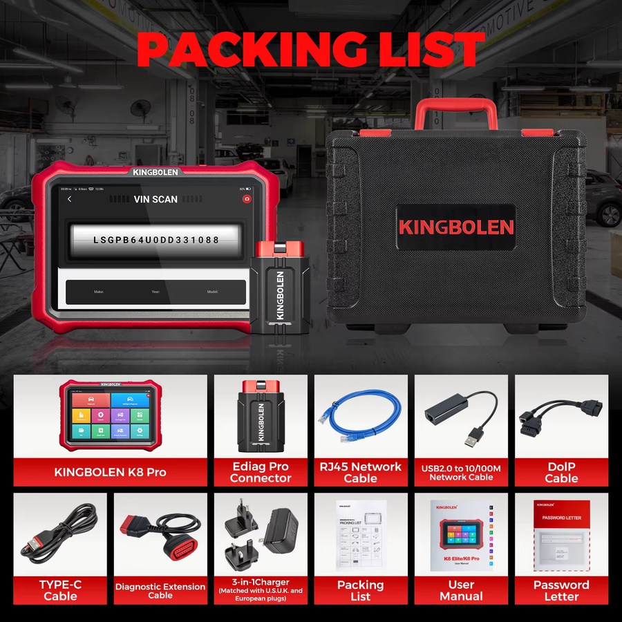 KINGBOLEN K8 PRO Diagnosegerät für deutsche Fahrzeuge mit ECU-Codierung, bidirektionalem Test und OBD-Scanner - Bild 8