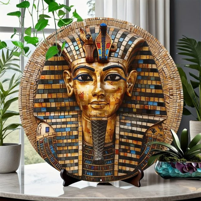Potdemiel Ägyptisches Pharao-Tutanchamun-Mosaik-Wandschild aus Aluminium mit 3D-Design und UV-Druck, B/H: 20,3 x 20,3 cm, Multicolour - Bild 1