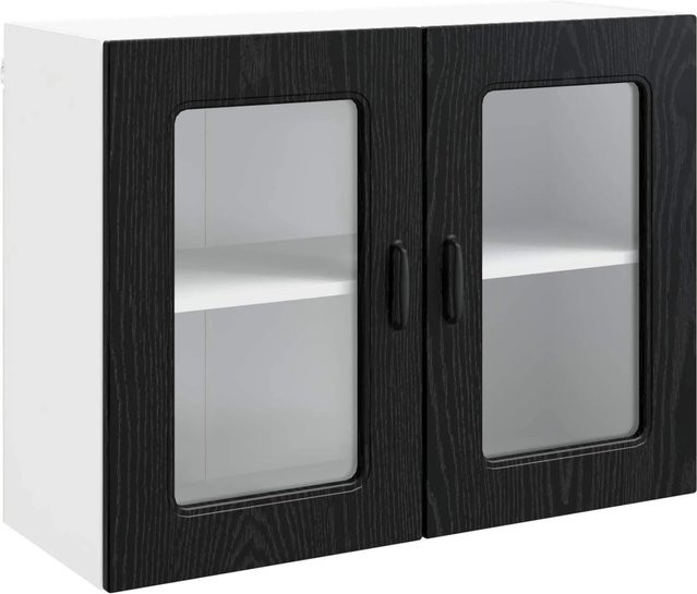 vidaXL Küchenschrank Kalmar in Eiche Schwarz, Wandmontage, B/T/H: 80 x 31 x 60 cm - Bild 1