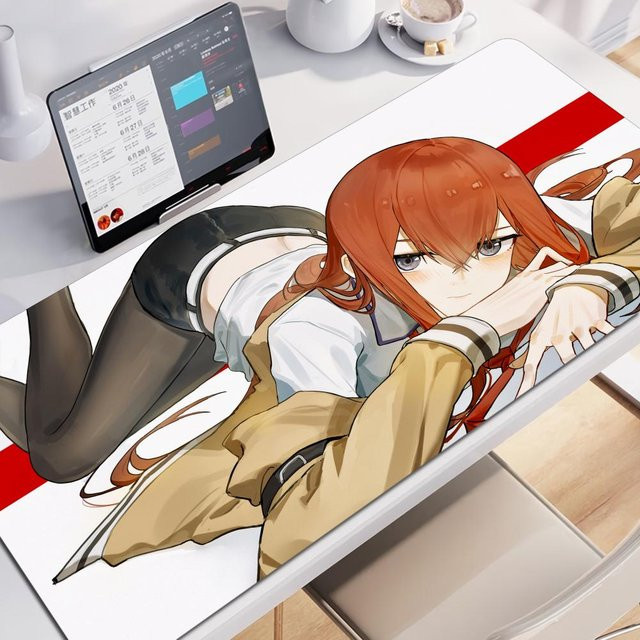 SHIMANG Steins;Gate Gaming-Mauspad mit LockEdge in Schwarz, große Schreibtischunterlage für Computertastatur und Maus - Bild 1
