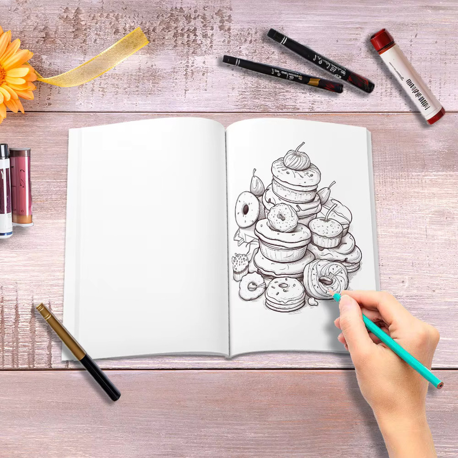Dessert-Malbuch für Teenager mit 39 verschiedenen Mustern und 100 g/m2 dickem Papier in Multicolor - Bild 3