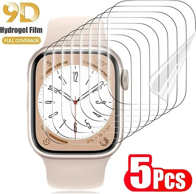 HD Hydrogel Displayschutzfolie für Apple Watch 9 8 7 6 5 Ultra 2 3 in Transparent - Bild 1
