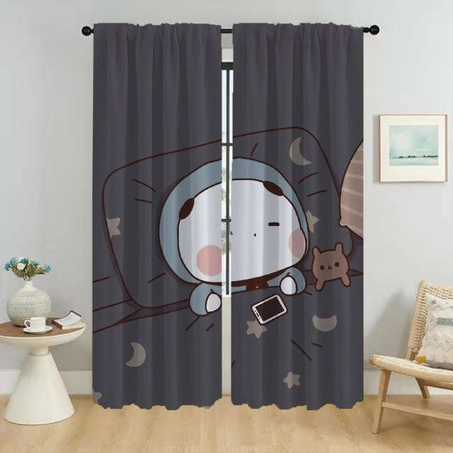 Bubu und Dudu Vorhänge aus Tüll für Wohnzimmer und Schlafzimmer, 2er-Set, Grau, Breite: 50 cm, Höhe: 70 cm - Bild 1