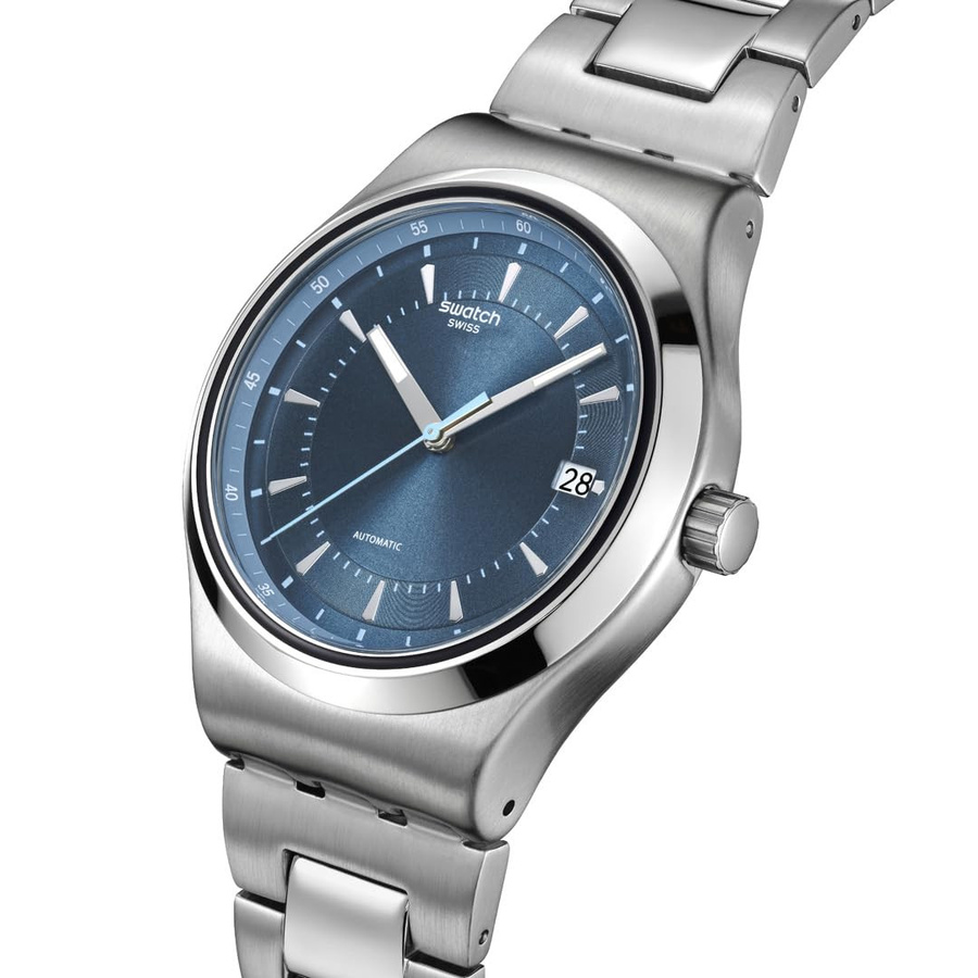 Swatch Uhr SHIMMER AT DUSK YIS435G in Blau mit Edelstahlarmband und analogem Zifferblatt - Bild 3