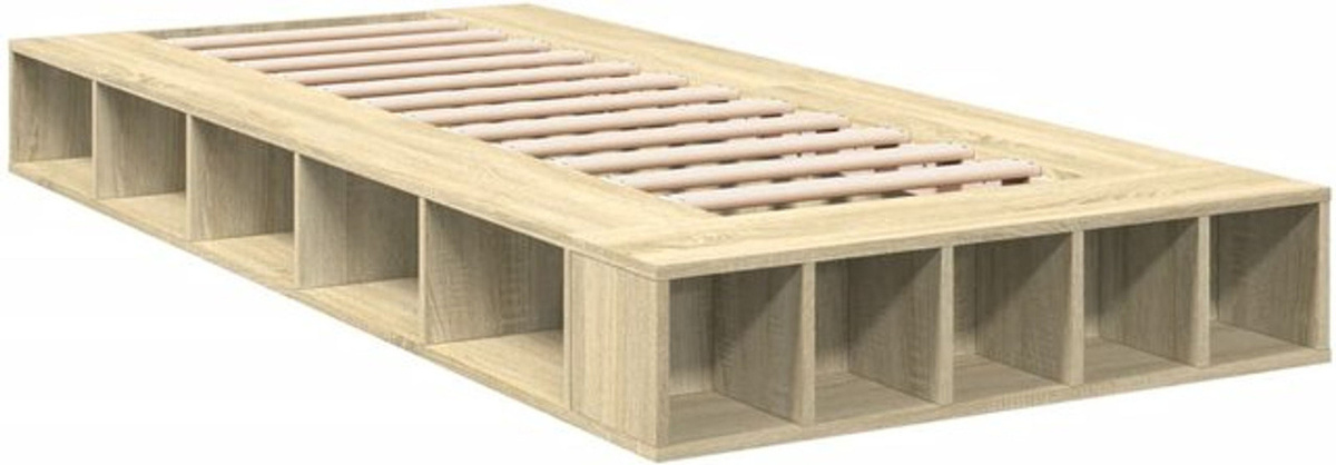 Vidaxl Einzelbett Bettgestell aus Holzwerkstoff in Sonoma-Eiche Natur, B/T/H: 90 x 200 cm - Bild 1