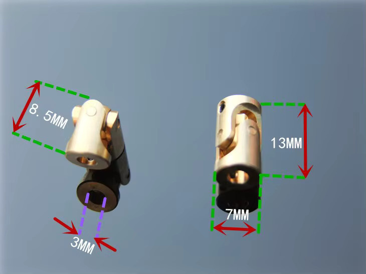 Mini-Kupplung aus Messing in Gold als Universalgelenk für Modellschiffe mit 3 mm Durchmesser und 7 mm Länge - Bild 2