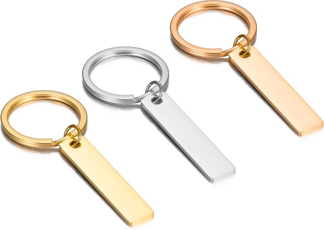 Amerixun Schlüsselanhänger Edelstahl, Rechteck, Blank, Unisex - Bild 1