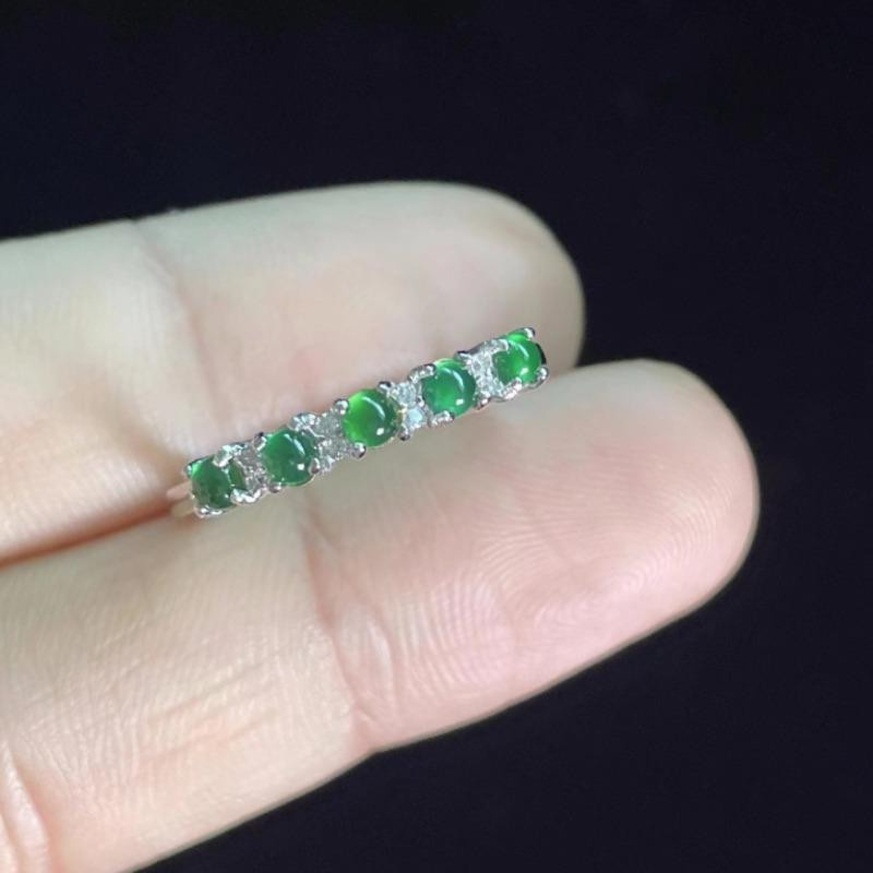 YIRAN Jewelry Ring, Jade Chalcedon, Grün, Messing, Damen - Bild 2