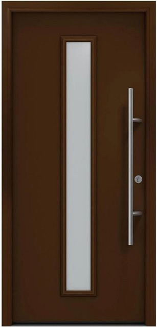 EcoStar Haustür Isopro Secur IPS 020S mit Glaseinsatz, Terrabraun, B: 110 cm, H: 210 cm, DIN Rechts - Bild 1