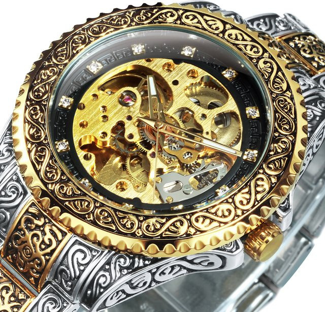WINNER Skelettuhr, Automatik, Edelstahl, Gold, Herren - Bild 1