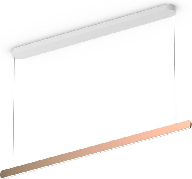 Occhio Mito linear volo 140 up LED-Pendelleuchte in Weiß matt mit Rose Gold Kopf, dimmbar und höhenverstellbar von 65 bis 165 cm, inklusive Occhio air Modul und x-tra warm LED (2200K - 3500K) - Bild 1