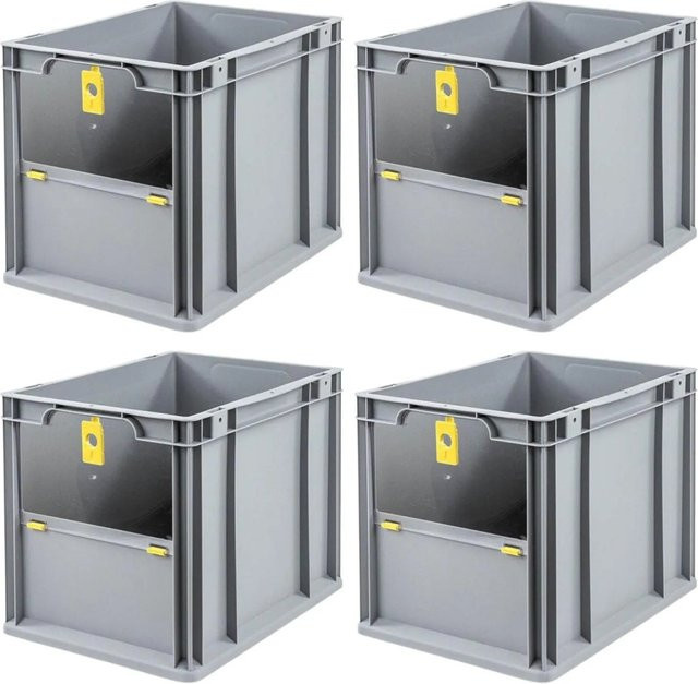 PROREGAL SuperSparSet 4x Eurobox NextGen Insight Cover Eurobehälter mit verstärkten Wänden, Gelb, H x B x T: 32 x 30 x 40 cm, 30 Liter - Bild 1