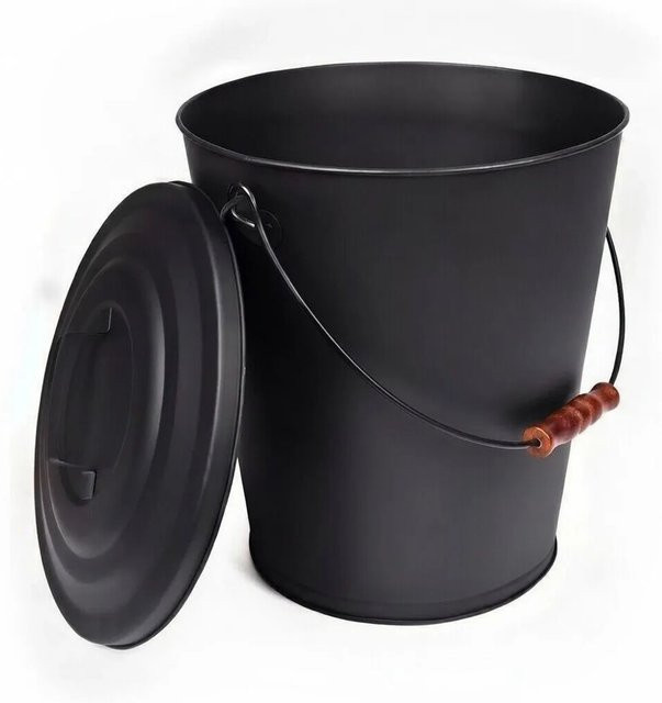 BLACK OAK Ascheeimer SANTORINI in Schwarz aus Metall mit Deckel, 25l, B/T/H: 35,5 x 25,0 x 43,0 cm - Bild 1