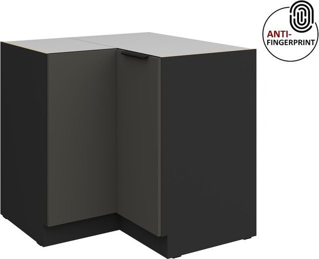 Küchen Eckschrank ARIA in Graphite matt mit Anti-Fingerprint-Oberfläche B/T/H: 90 x 90 x 90 cm - Bild 1