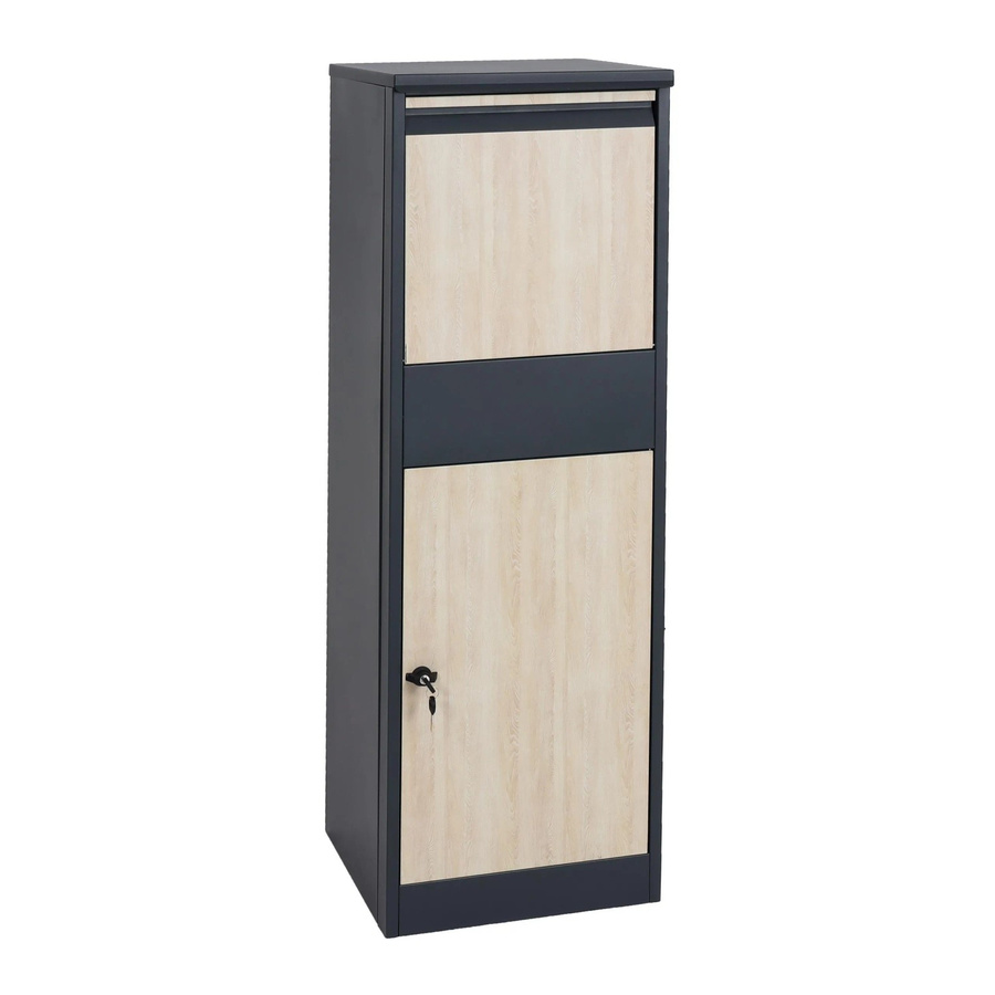 PROREGAL Paketkasten Standbriefkasten in Größe XL aus verzinktem Stahl in Anthrazit mit Holzoptik, H x B x T: 140 x 46 x 45 cm - Bild 2