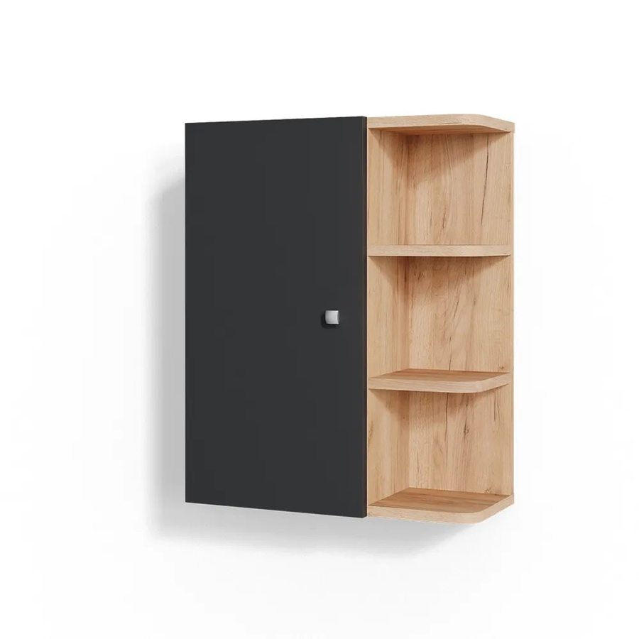 Vicco Hängeschrank Fynn Badschrank in Anthrazit und Braun mit Ablagen, B/H: 47,2 x 59,2 cm - Bild 3