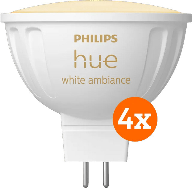 Philips Hue Spot White Ambiance LED Reflektor MR16 GU5.3 4er-Pack dimmbar mit Bluetooth - Bild 1