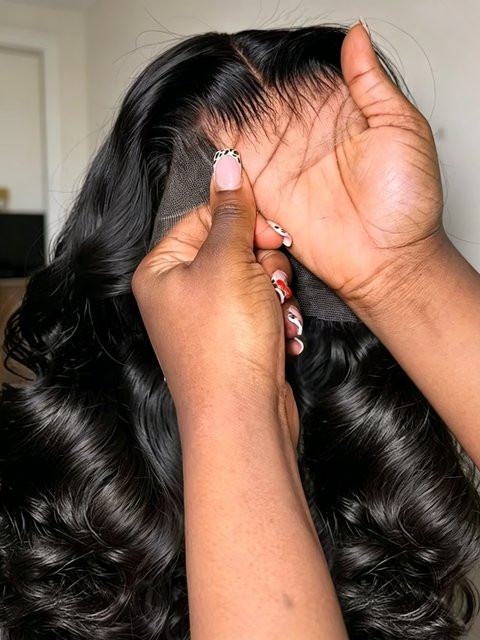 HJ WEAVE BEAUTY Lace Front Echthaar-Perücke, Body Wave, 250% Dichte - Bild 1
