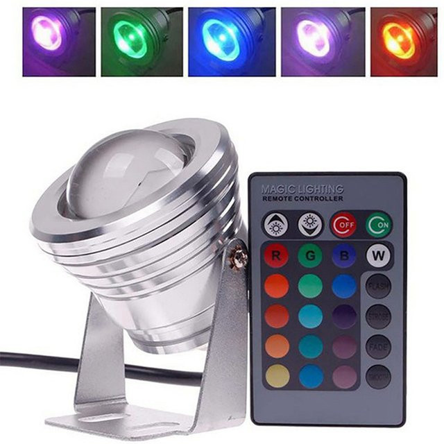 Unterwasser RGB LED Scheinwerfer für Garten und Pool, 10W, DC12V, Mehrfarbig - Bild 1