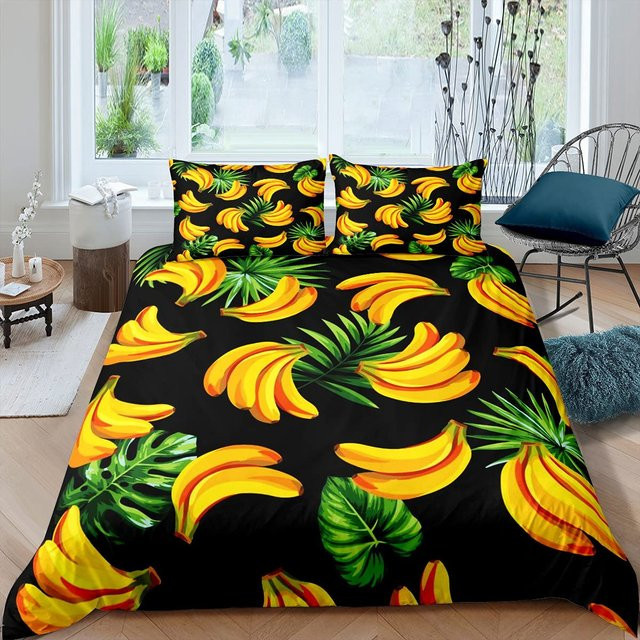 Scuple Bettwäsche-Set mit Bananen-Print in Gelb, Microfaser-Bettwäsche für Kinder, B/H: 135 x 200 cm - Bild 1