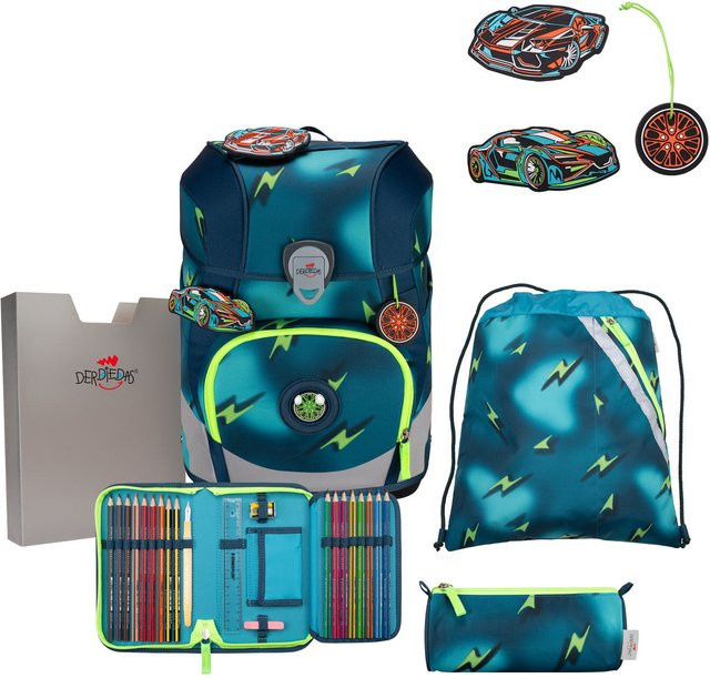 DerDieDas ErgoFlex Tiny Schulrucksack 5-teiliges Set Magic Light in Green Multicolour - Bild 1