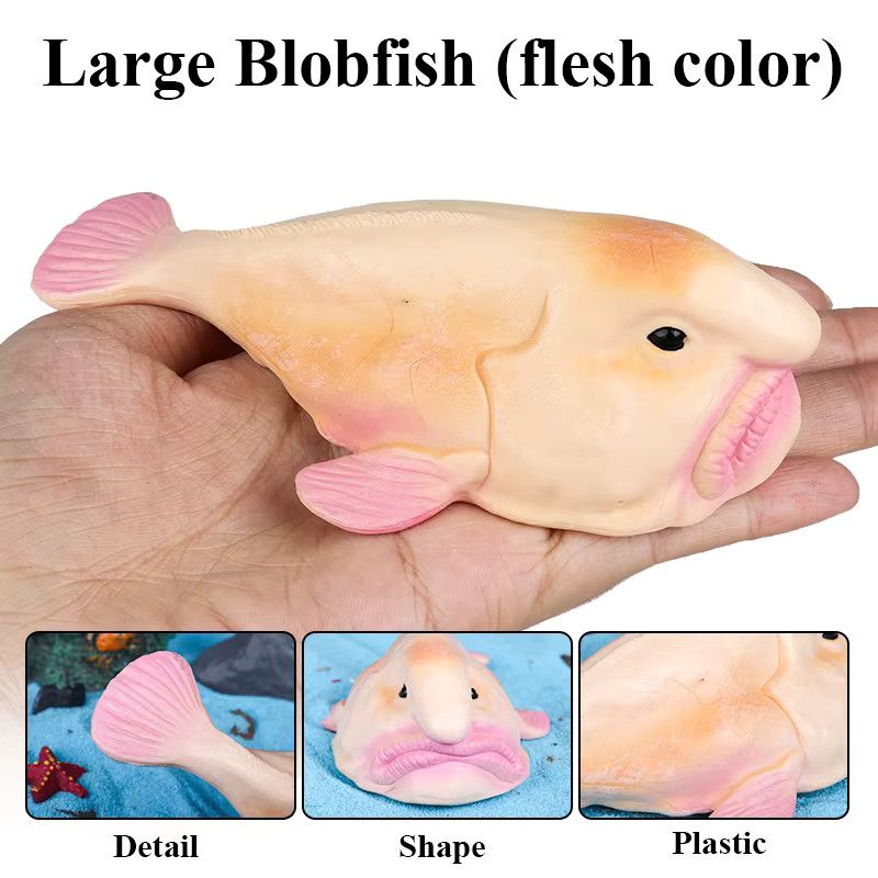 Oenux Tiefseefisch Blobfish Psychrolutes Marcidus Actionfigur aus PVC als Lernspielzeug für Kinder - Bild 3