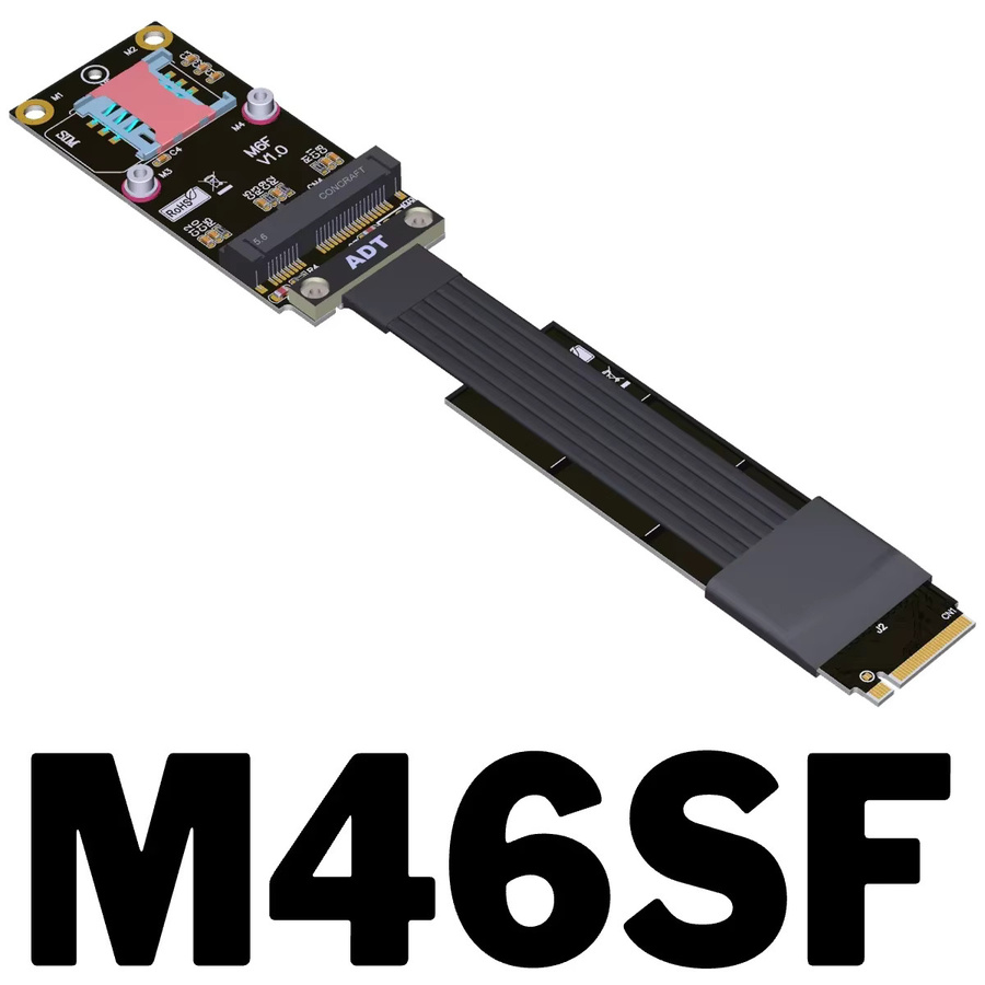 ADT-Link Mini-PCIe zu M.2 NVMe Adapter M-Key auf Mini PCIe SSD Riser-Karte mit Flachbandkabel in Schwarz - Bild 5