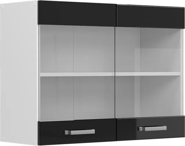 Vicco R-Line Glashängeschrank für die Küche in Weiß und Schwarz mit Glastüren, B/T/H: 80 x 31 x 60 cm - Bild 2