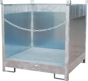 Bauer Südlohn Fass-Stapelpalette FSP-4 G mit 3-seitiger Spritzschutzwand, feuerverzinkt, Farbe: Silber, B/T/H: 143,5 x 141,0 x 141,0 cm - Bild 1