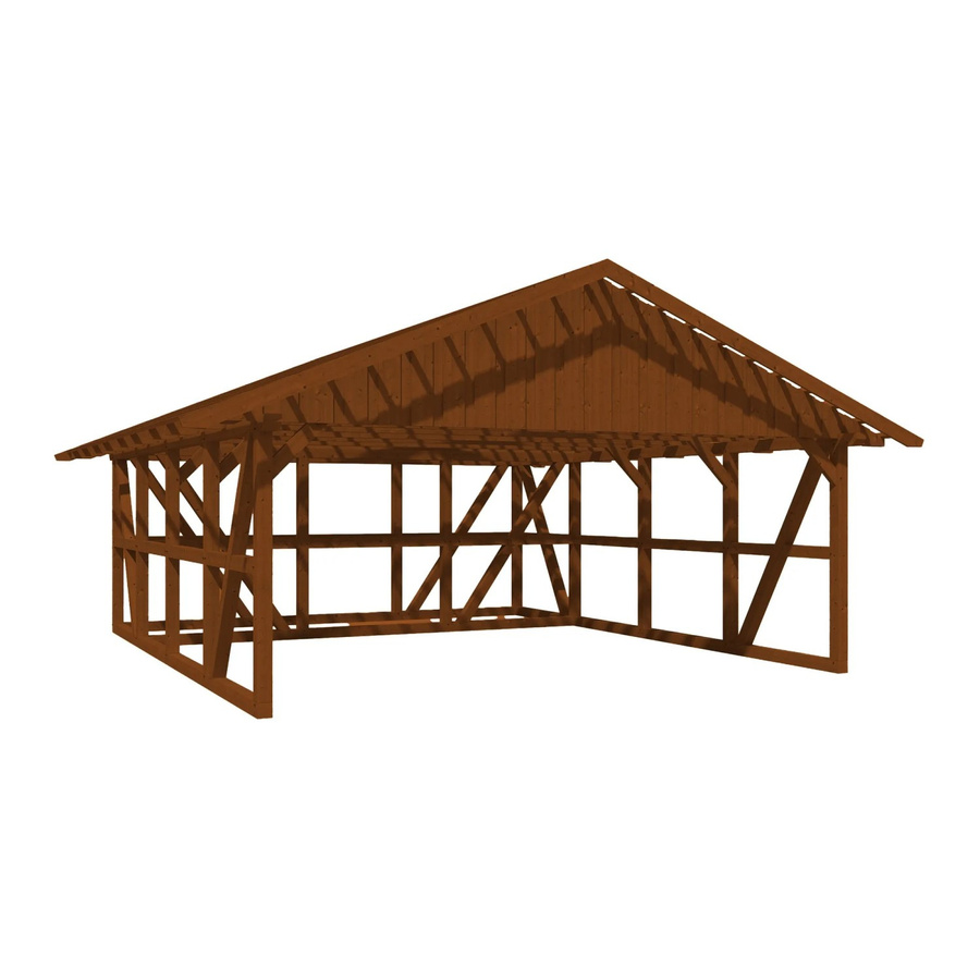Skan Holz Carport Schwarzwald aus Fichtenholz mit Satteldach, Dachlattung und Abstellraum, Farbe Nussbaum, Breite: 684 cm, Tiefe: 772 cm - Bild 2