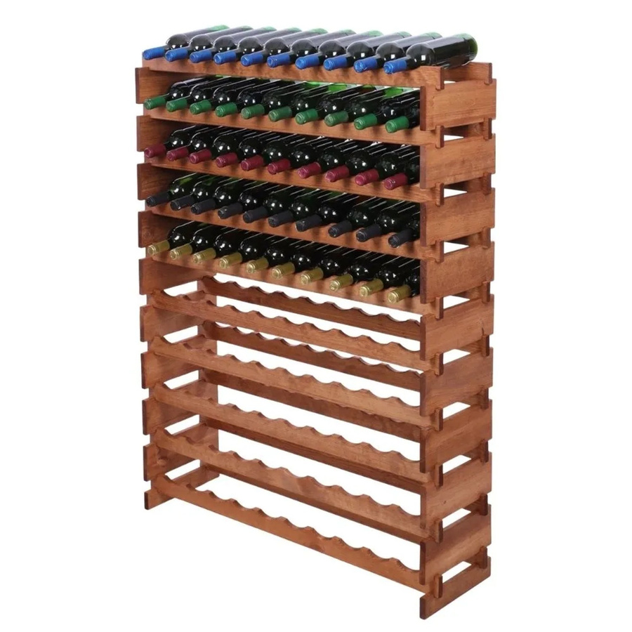 PROREGAL Weinregal VINOTECA FLEX aus massivem Kiefernholz, Braun geölt, Kapazität: 100 Flaschen, 10 Ebenen, H x B x T: 135 x 103 x 32 cm - Bild 2